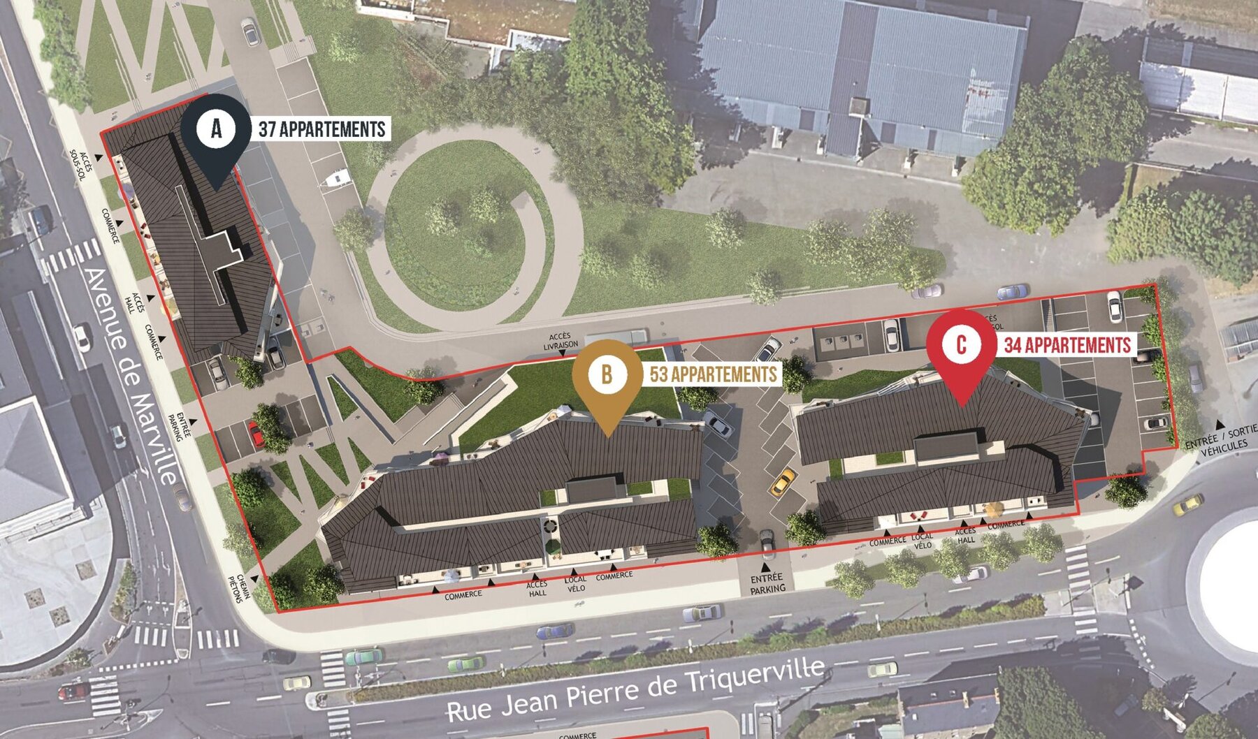 Plan de masse résidence Cadence quartier Hippodrome Saint-Malo