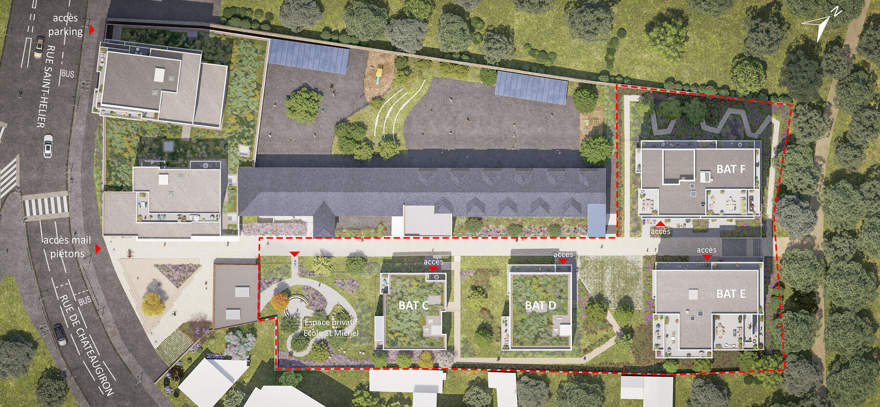 plan de masse programme neuf Parc Saint-Michel à Rennes