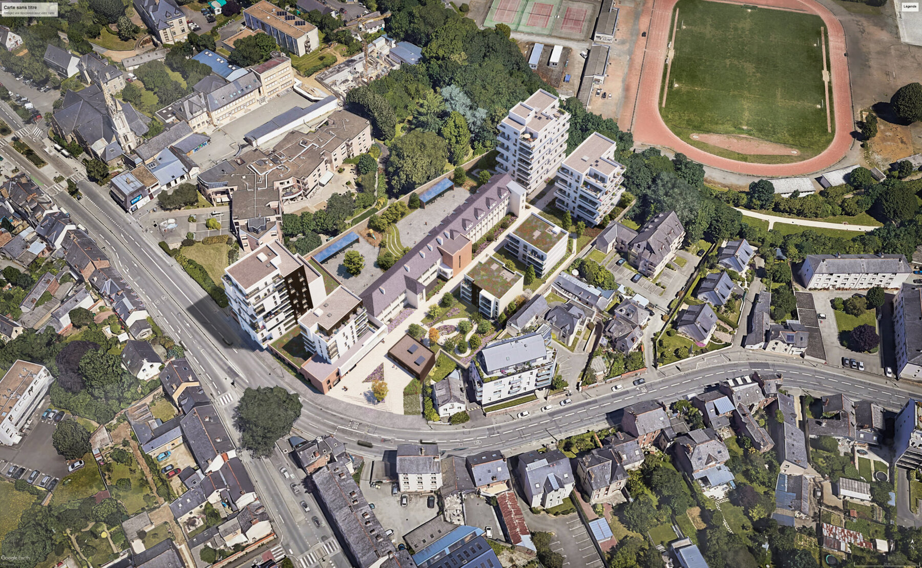 Vue aérienne programme neuf Rennes Parc Saint-Michel